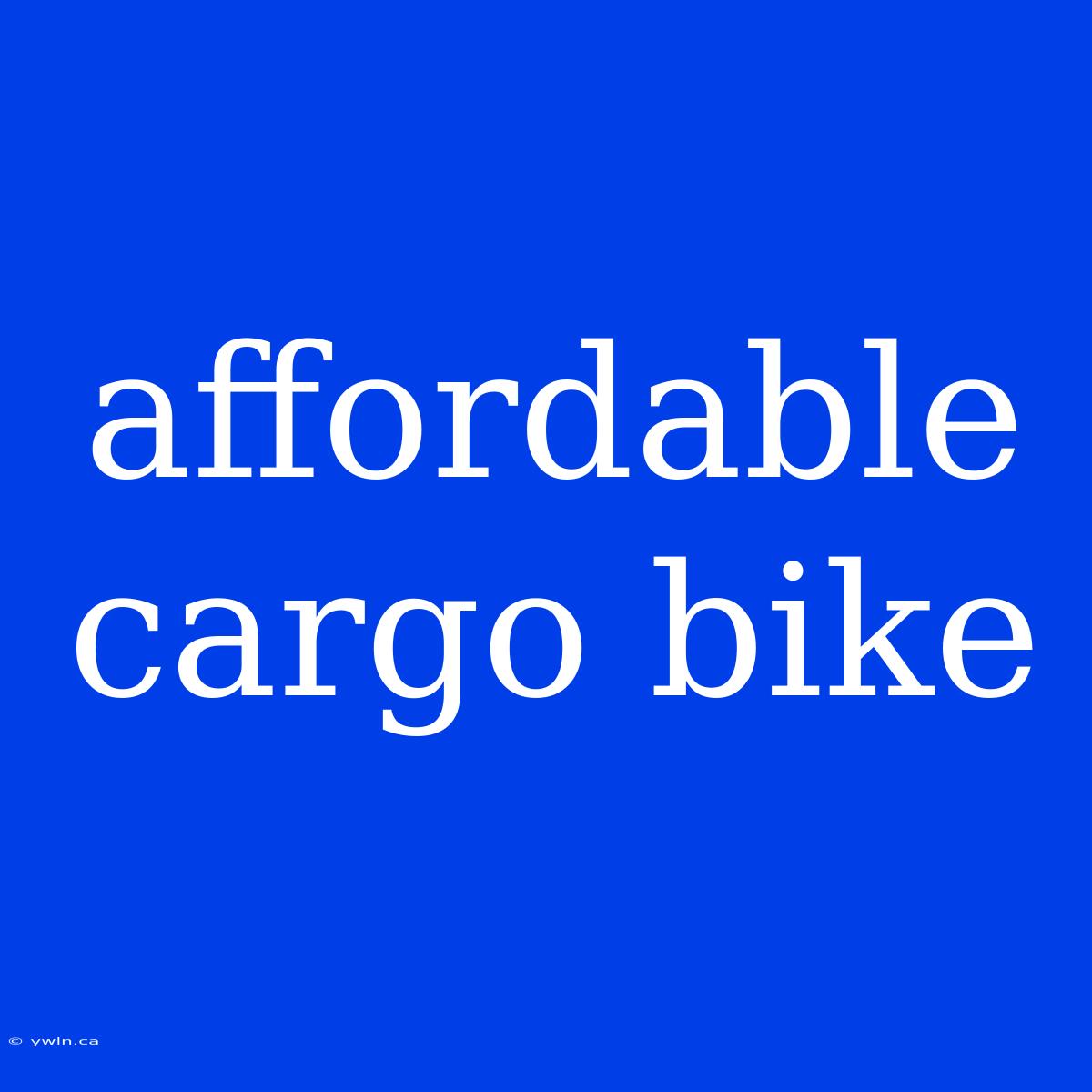 Affordable Cargo Bike