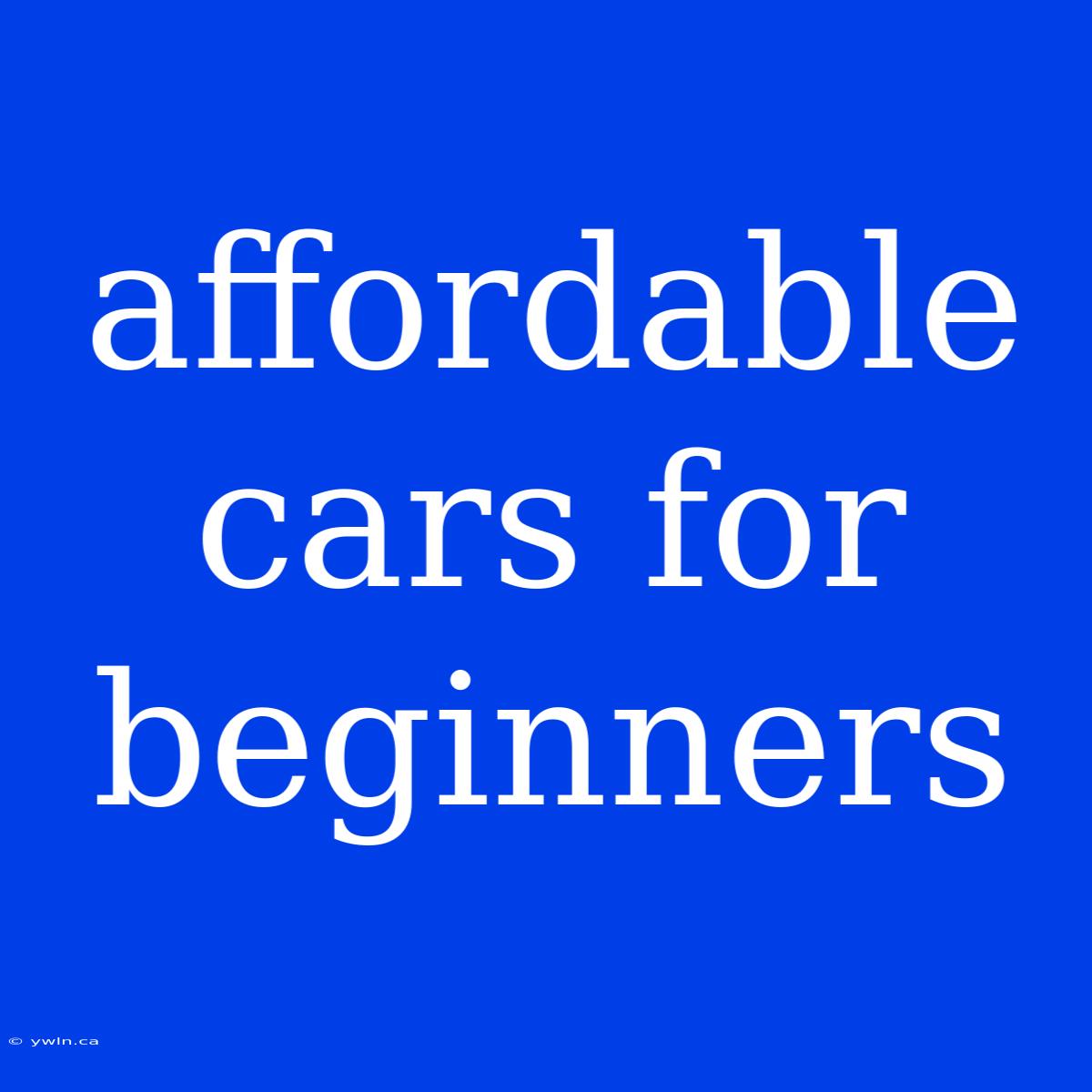 Affordable Cars For Beginners