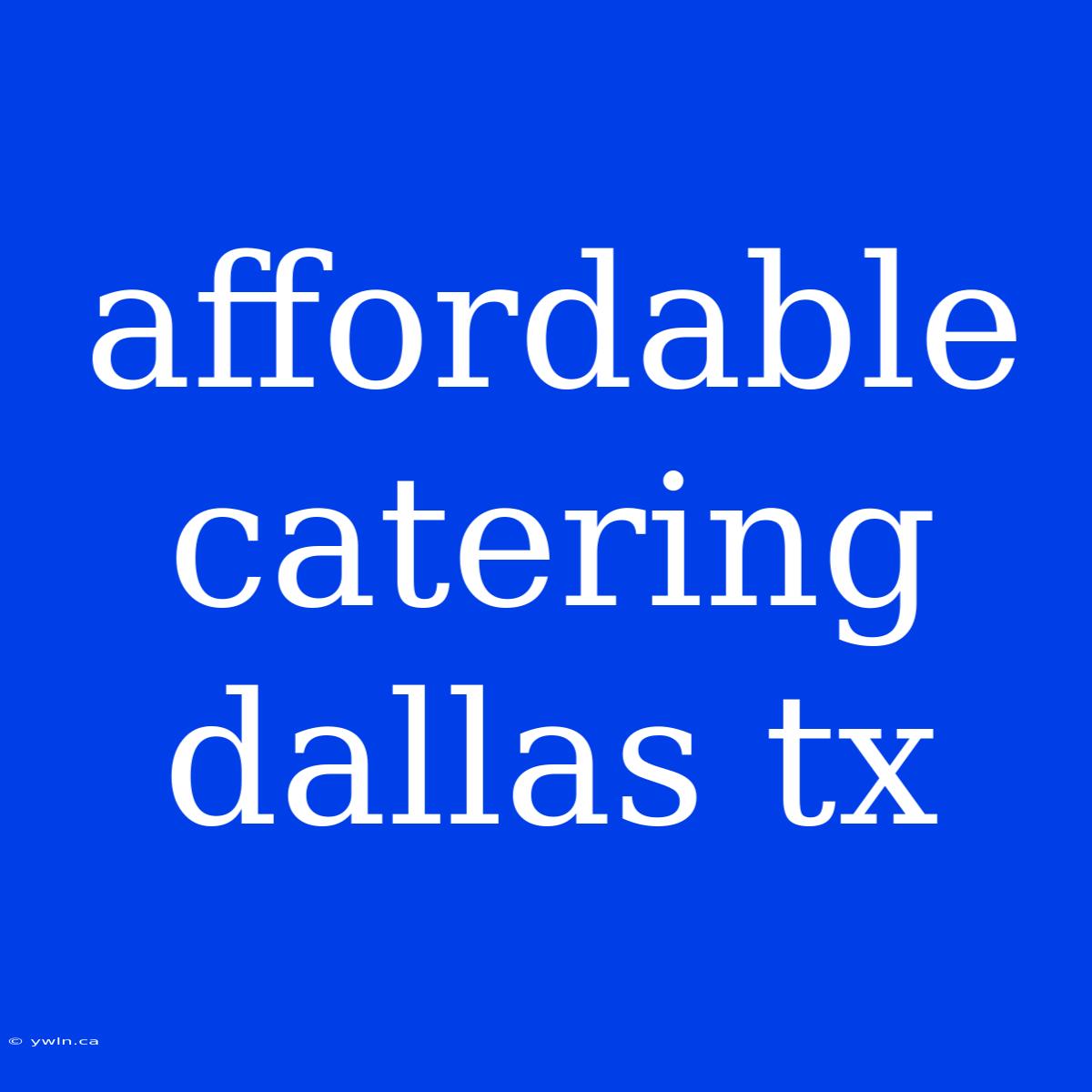 Affordable Catering Dallas Tx