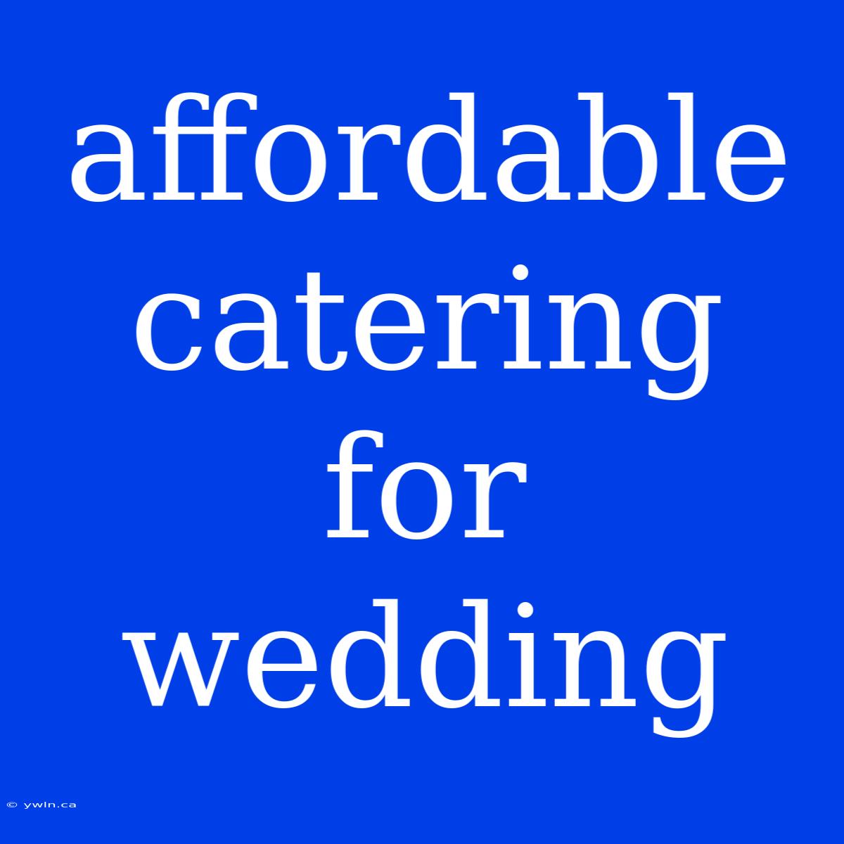 Affordable Catering For Wedding