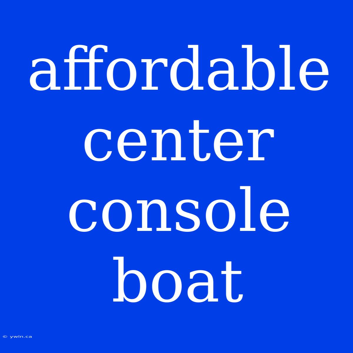 Affordable Center Console Boat