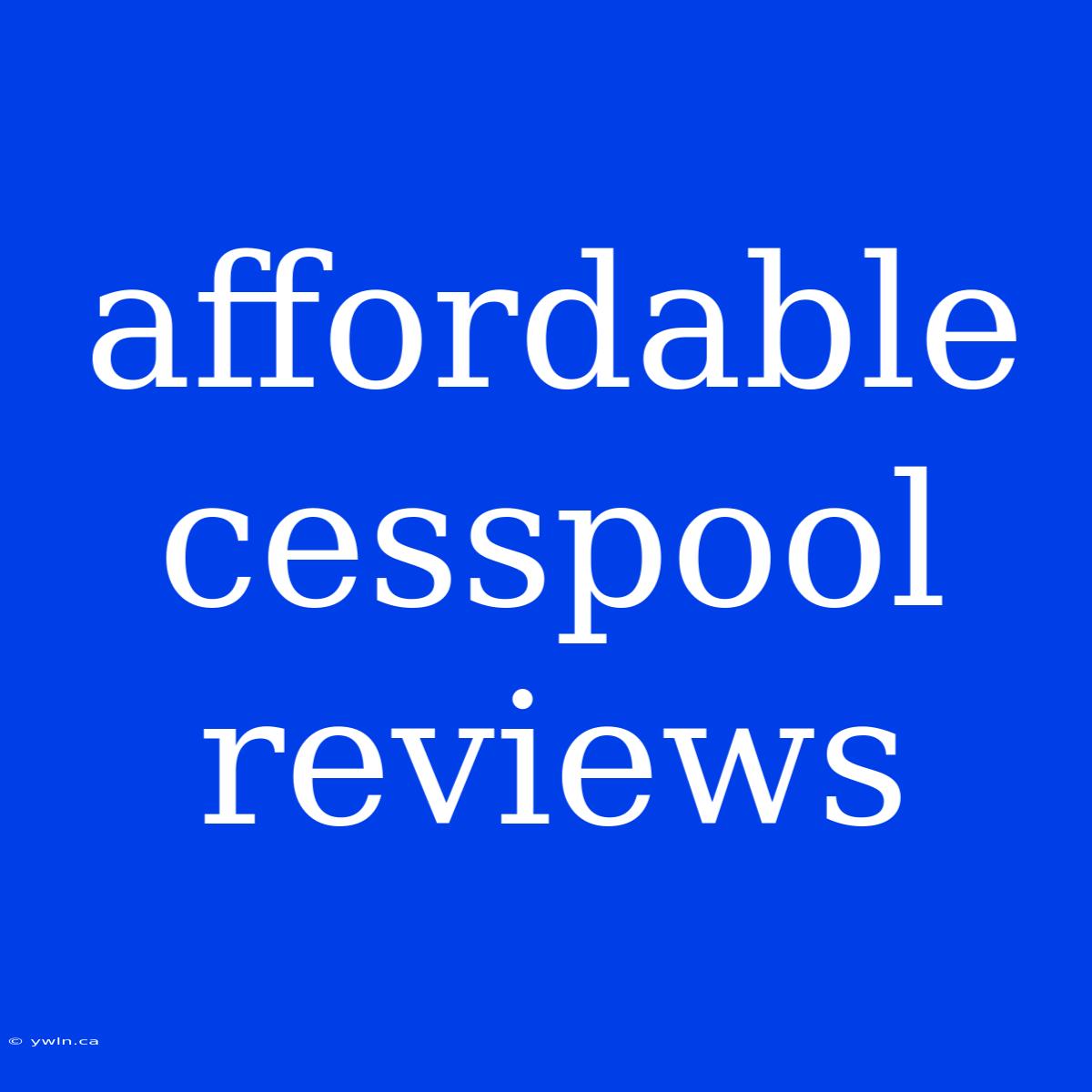 Affordable Cesspool Reviews