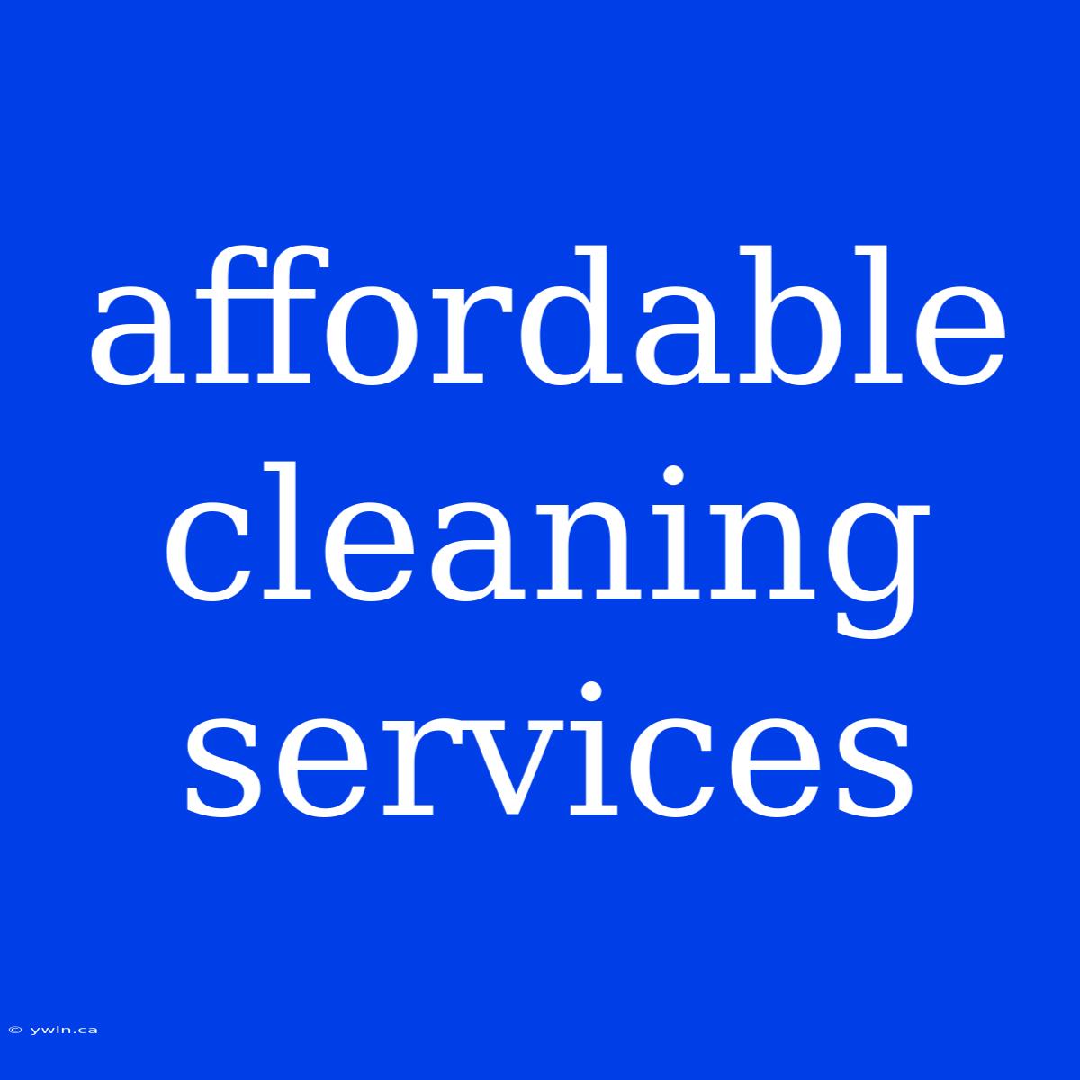 Affordable Cleaning Services