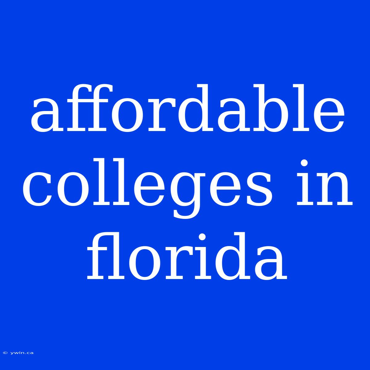 Affordable Colleges In Florida