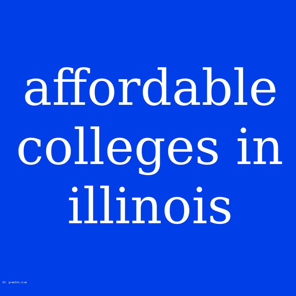 Affordable Colleges In Illinois