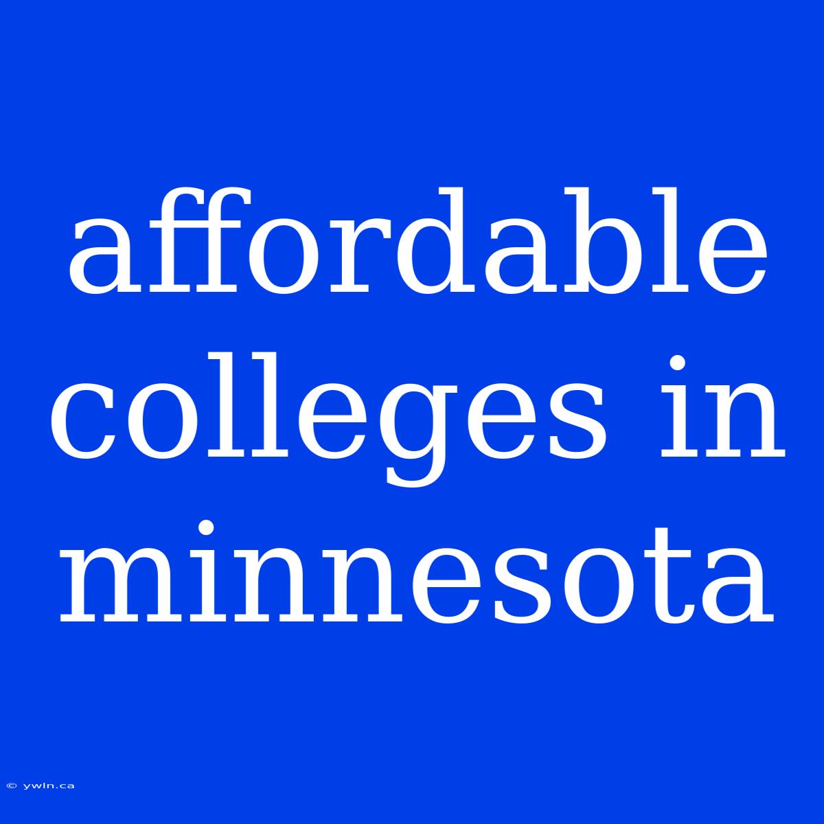 Affordable Colleges In Minnesota