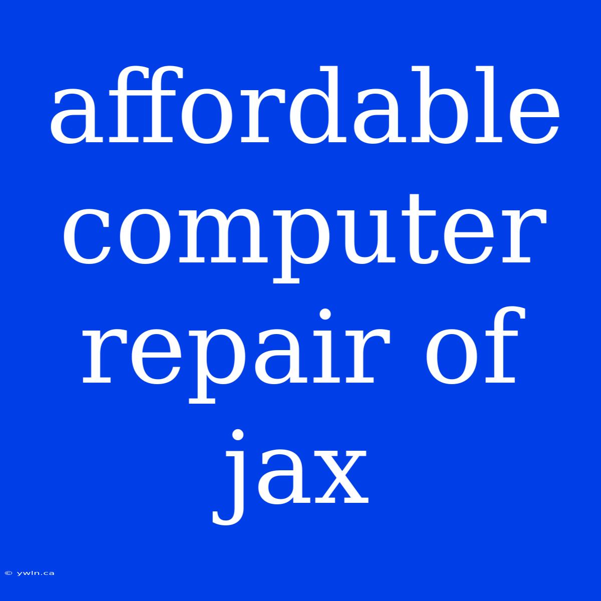 Affordable Computer Repair Of Jax