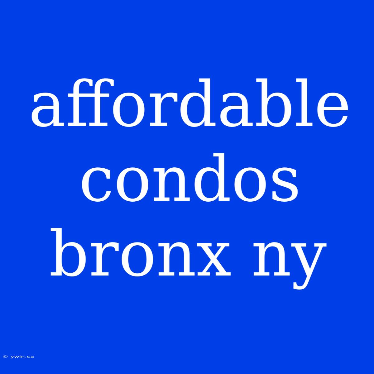 Affordable Condos Bronx Ny