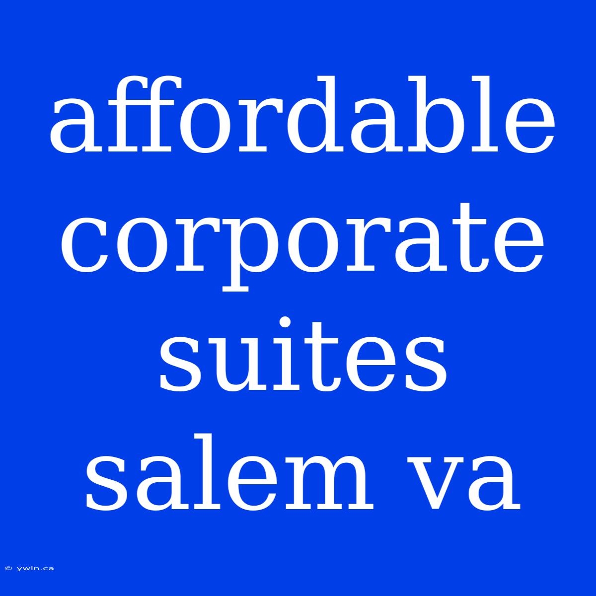 Affordable Corporate Suites Salem Va