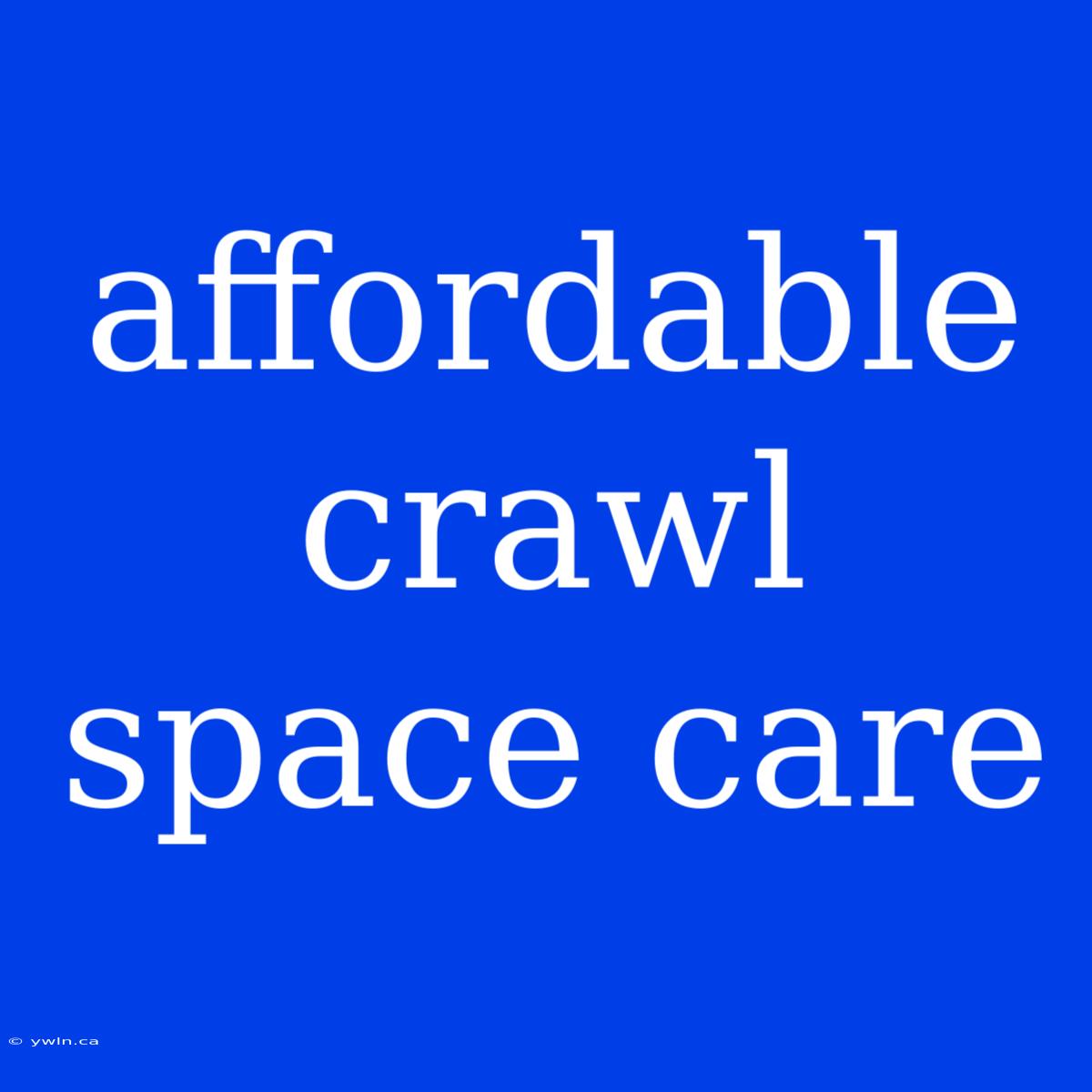 Affordable Crawl Space Care