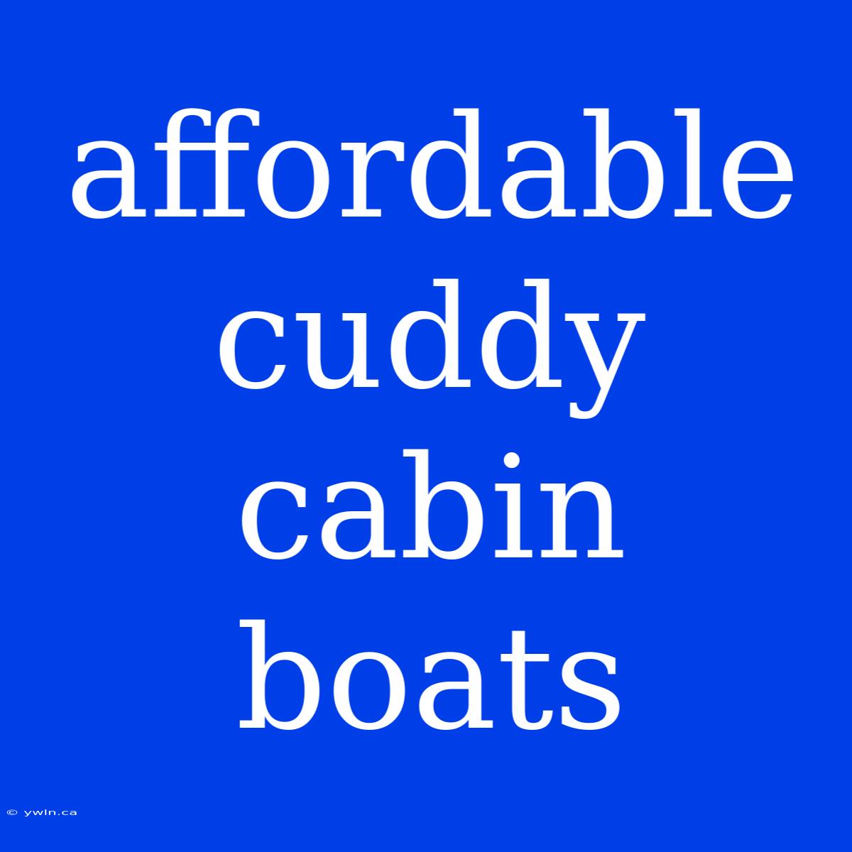 Affordable Cuddy Cabin Boats