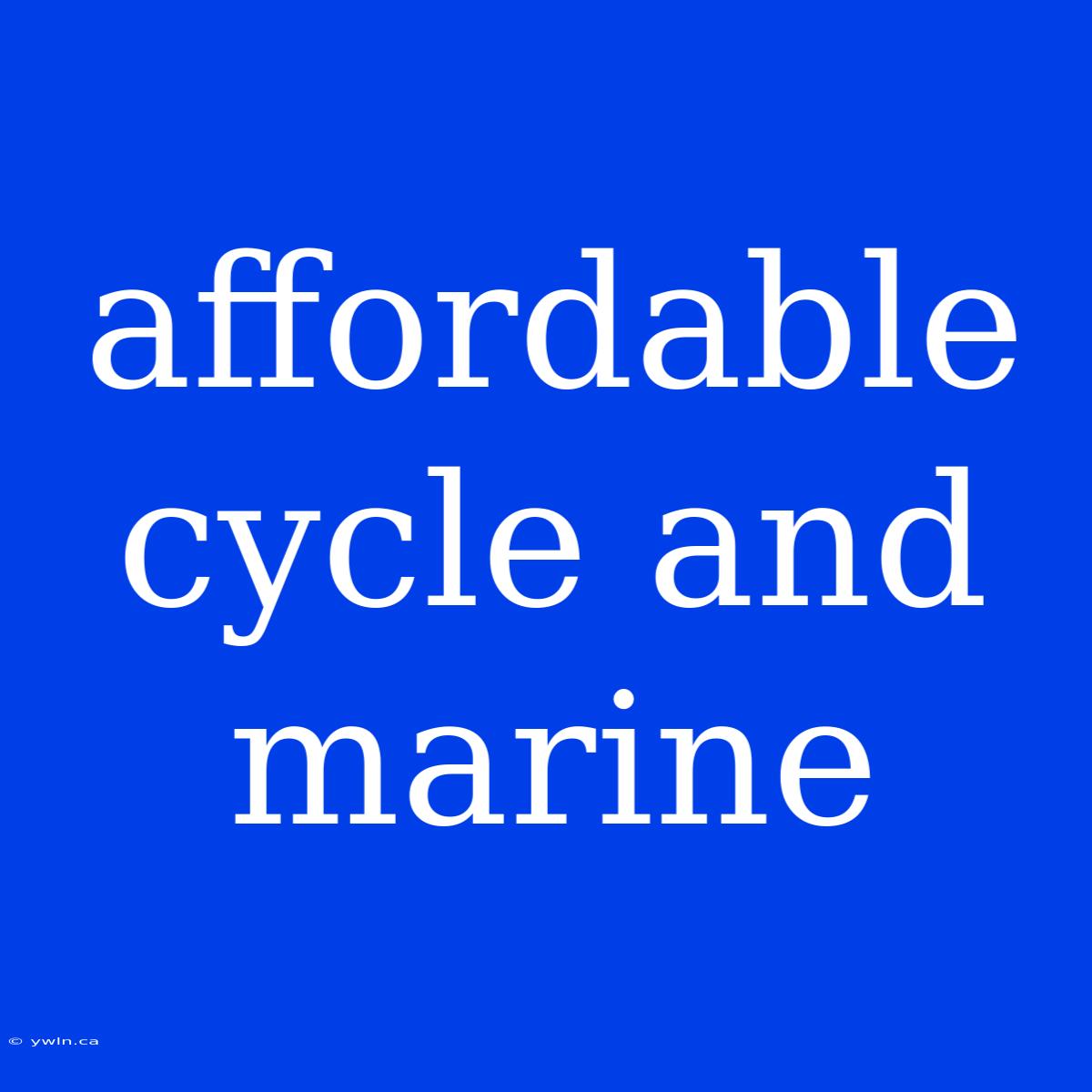 Affordable Cycle And Marine