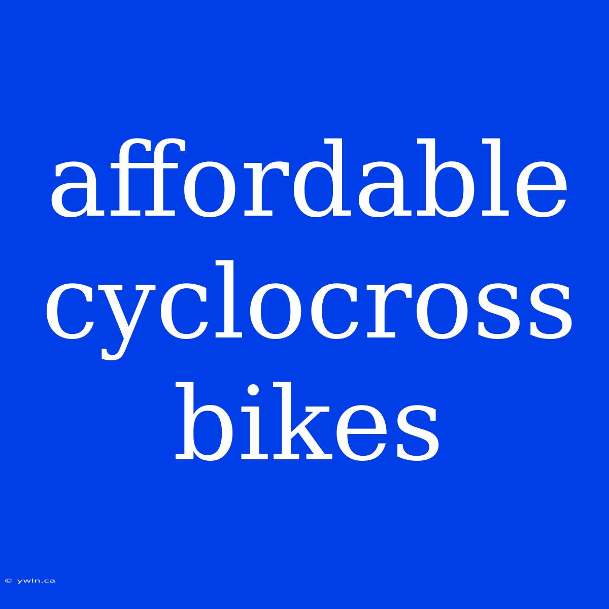 Affordable Cyclocross Bikes