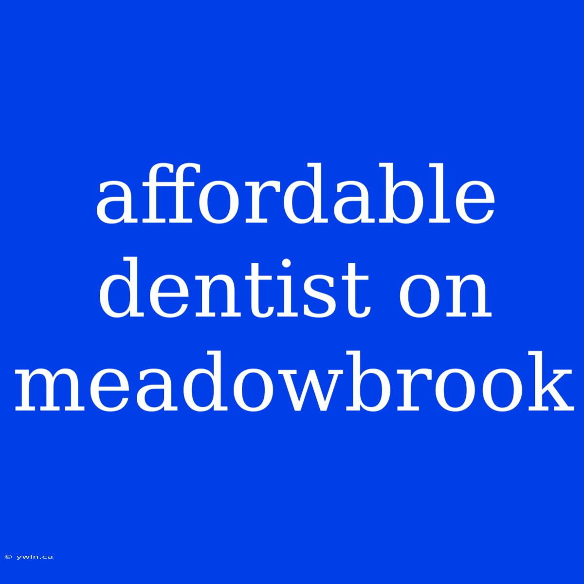 Affordable Dentist On Meadowbrook