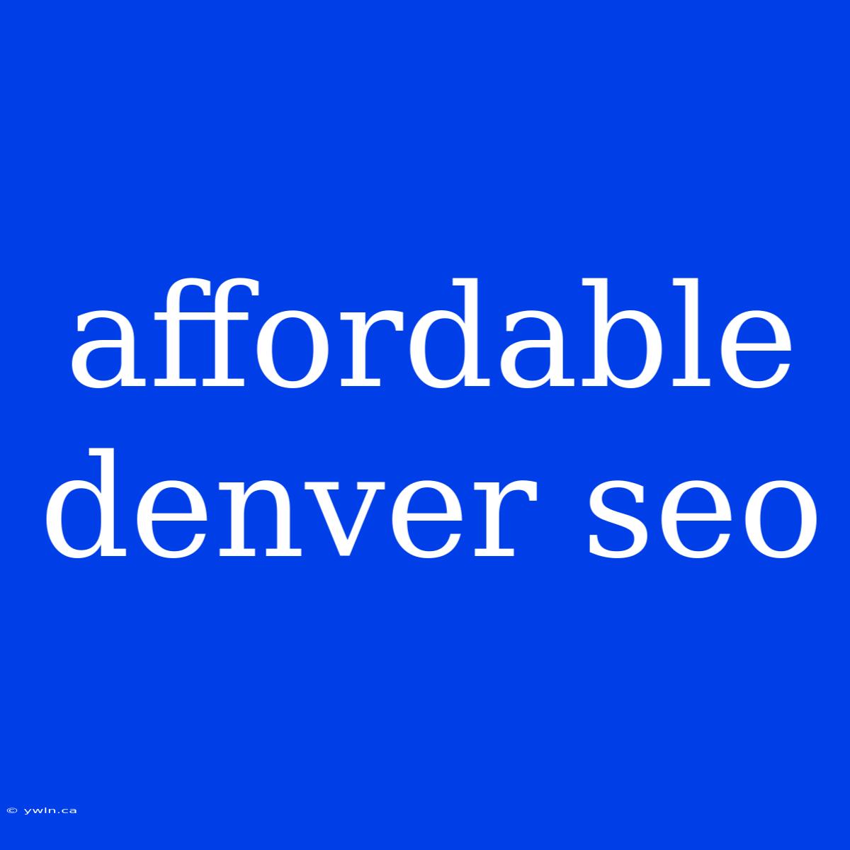 Affordable Denver Seo