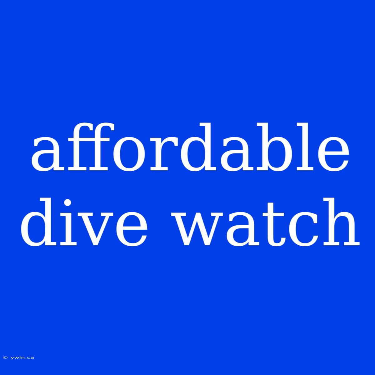 Affordable Dive Watch