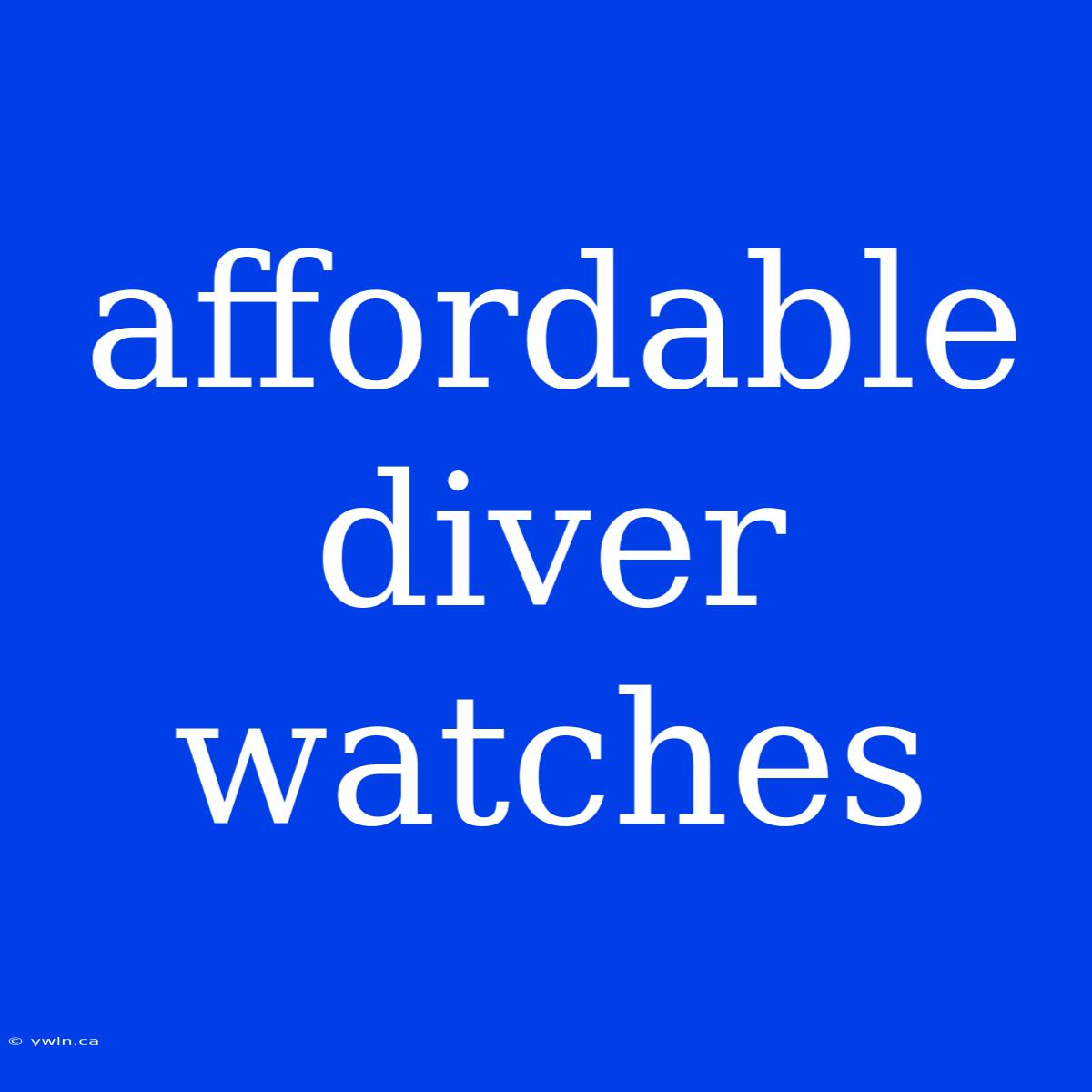 Affordable Diver Watches