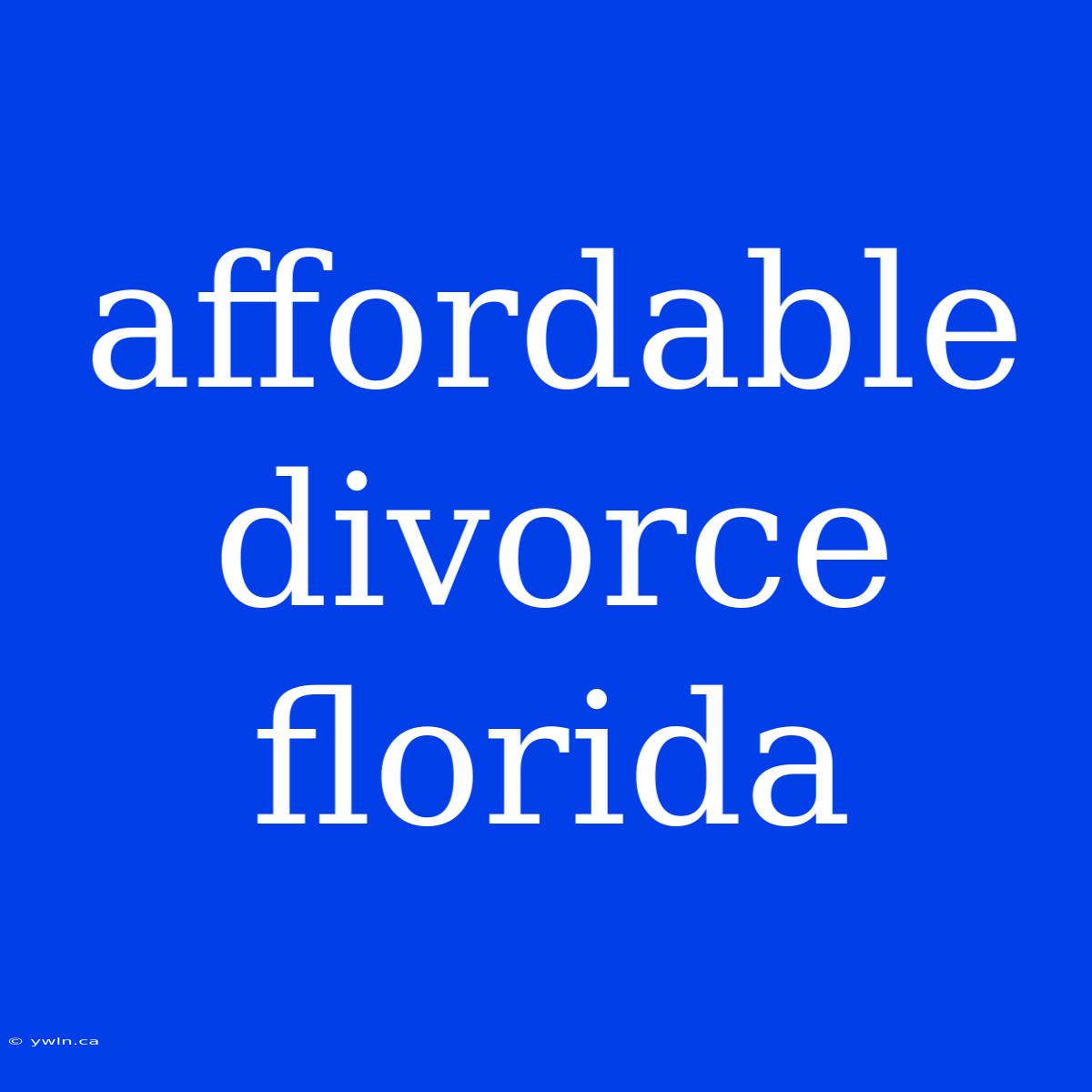 Affordable Divorce Florida