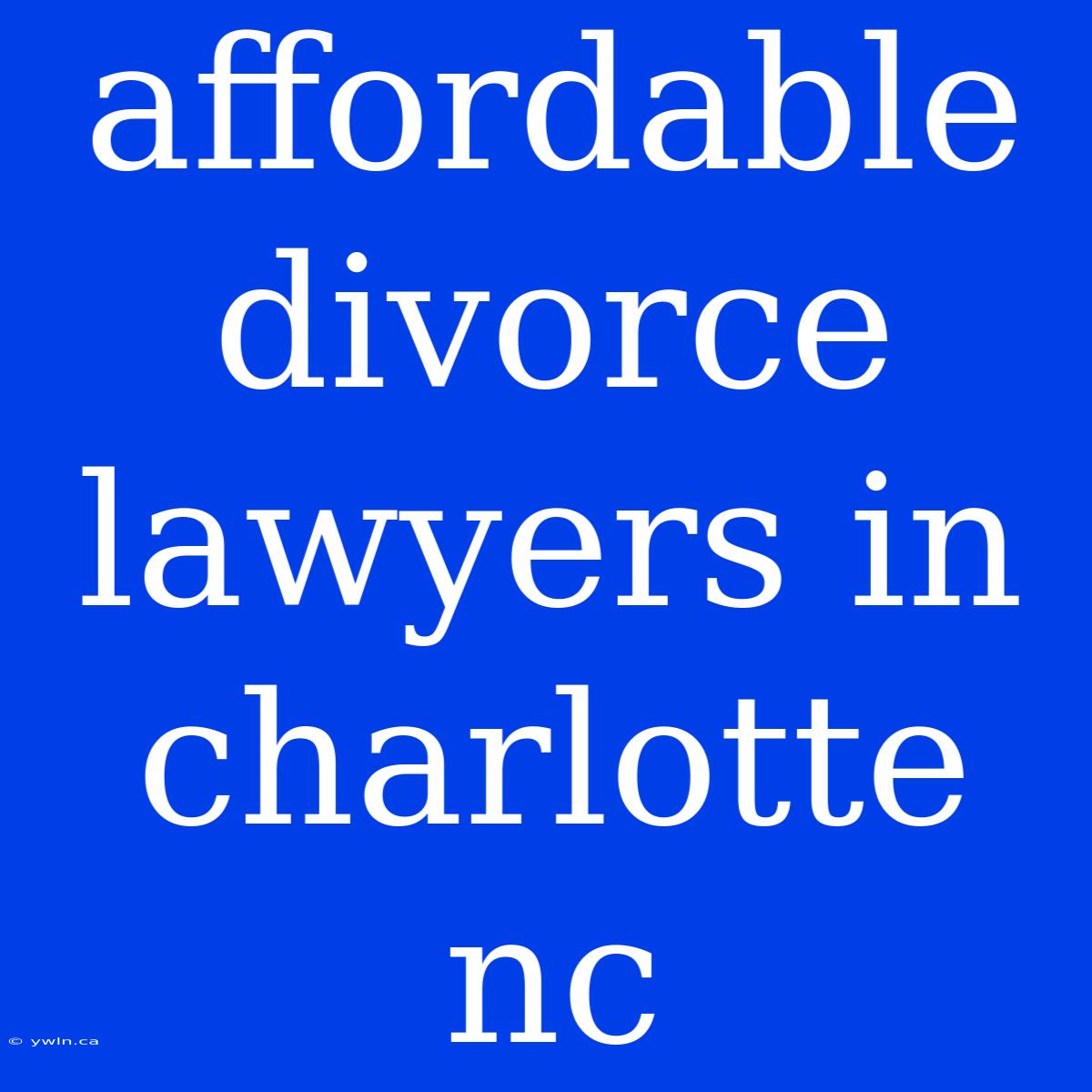 Affordable Divorce Lawyers In Charlotte Nc