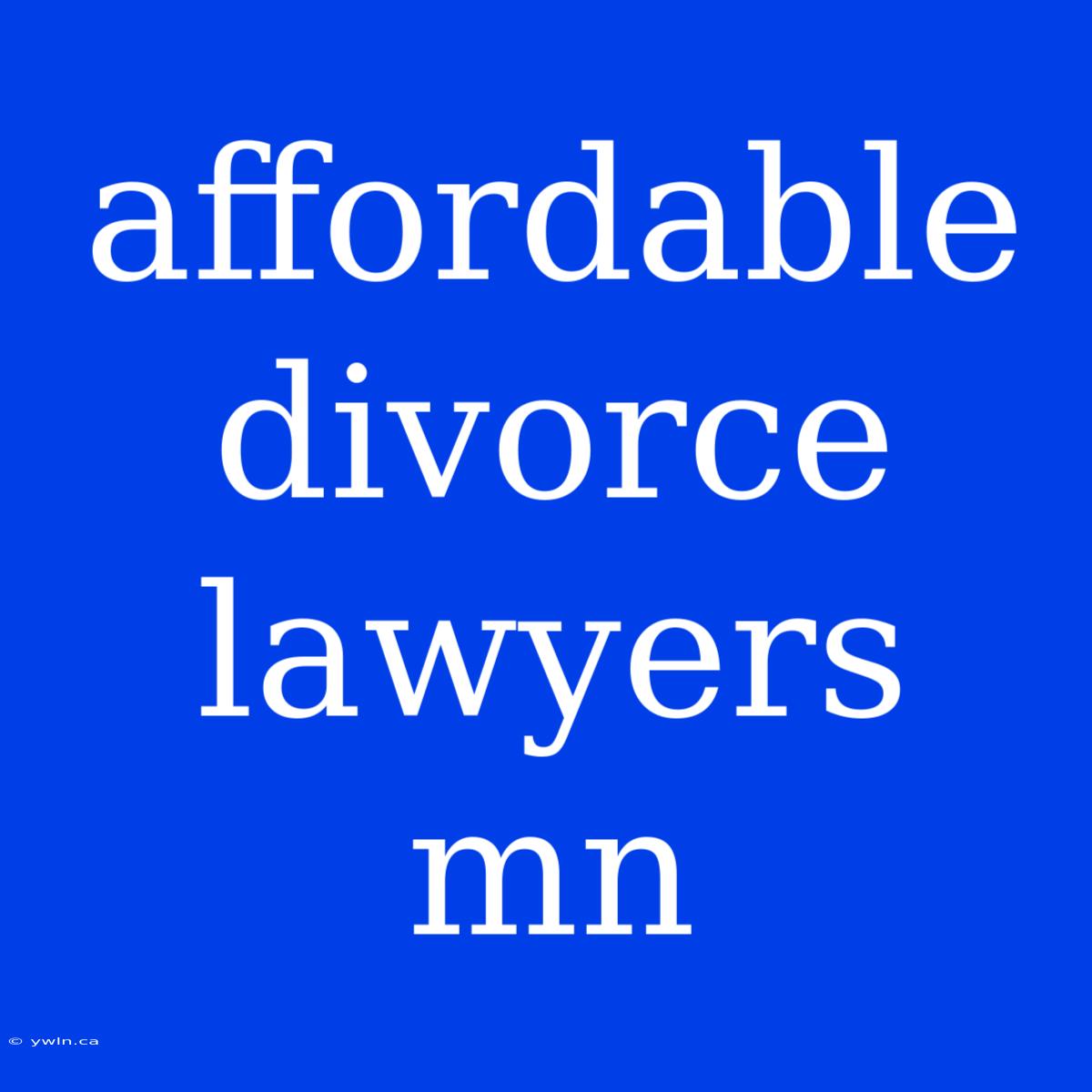 Affordable Divorce Lawyers Mn