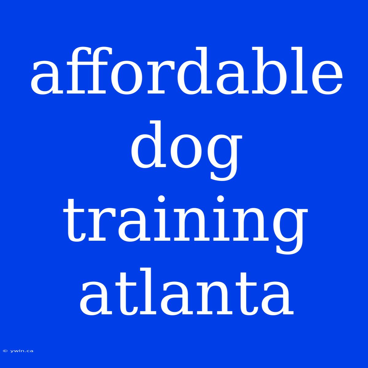 Affordable Dog Training Atlanta