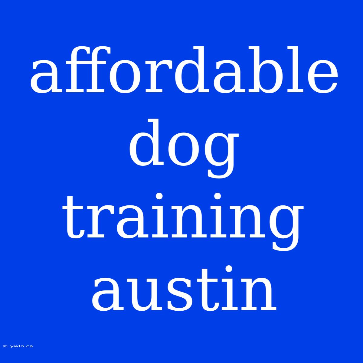 Affordable Dog Training Austin