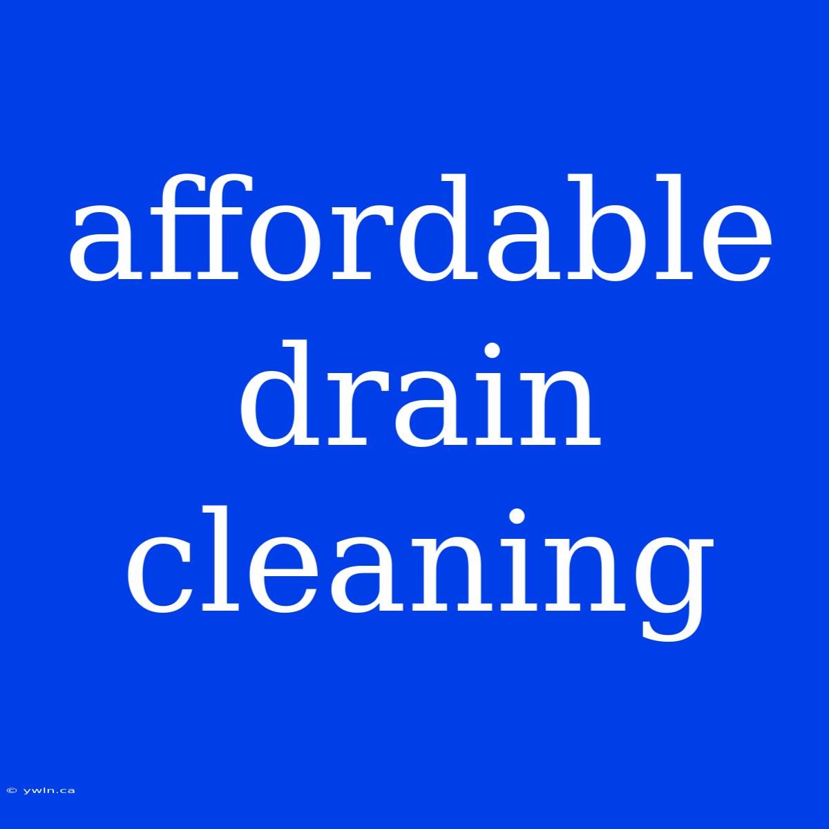 Affordable Drain Cleaning