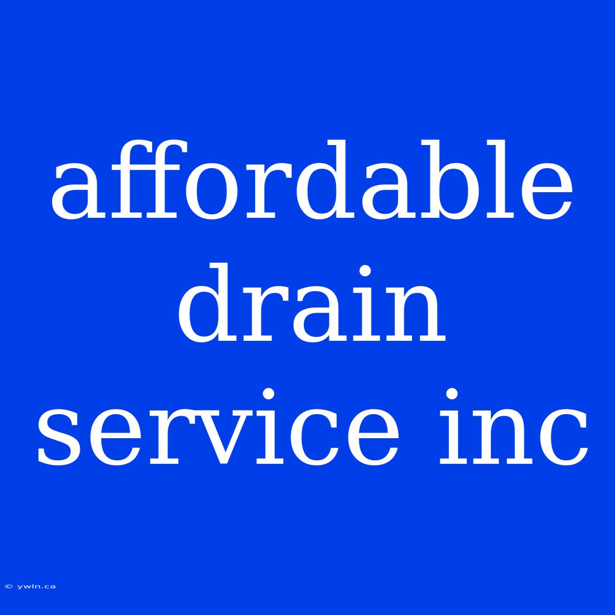 Affordable Drain Service Inc