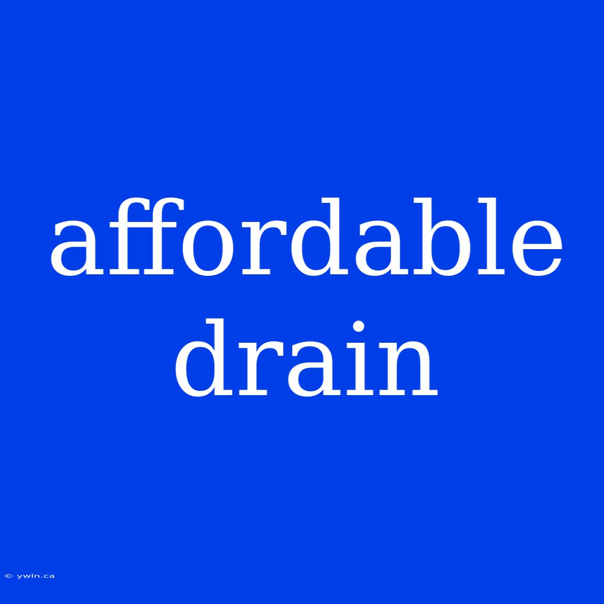 Affordable Drain