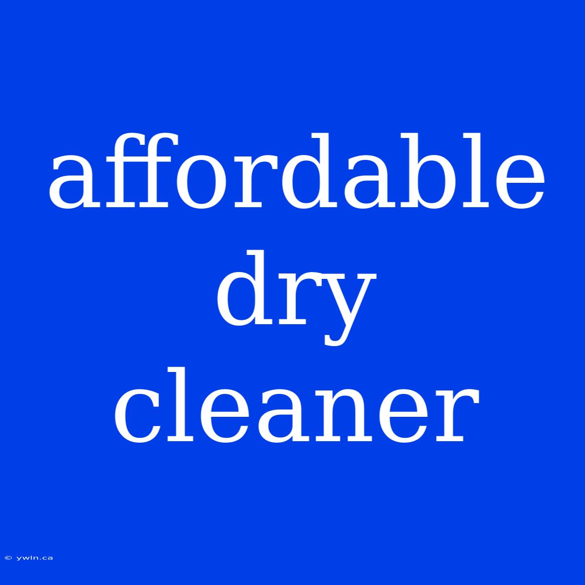 Affordable Dry Cleaner