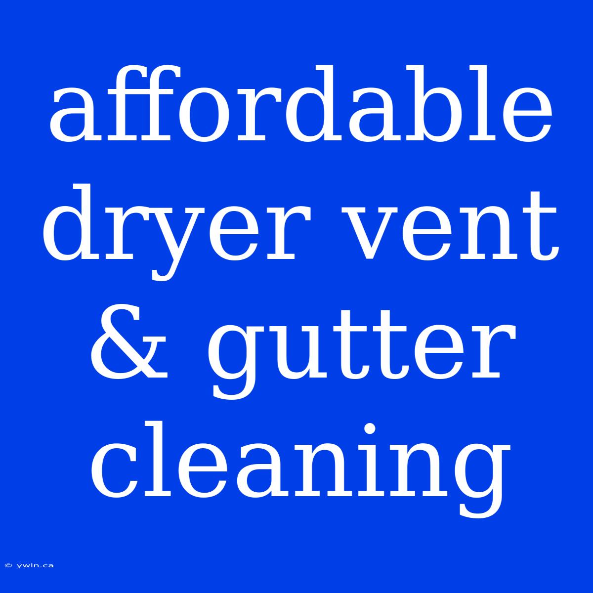 Affordable Dryer Vent & Gutter Cleaning