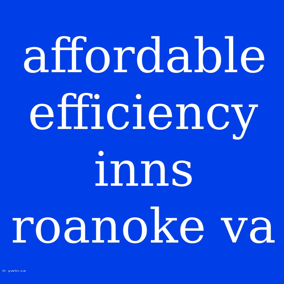 Affordable Efficiency Inns Roanoke Va