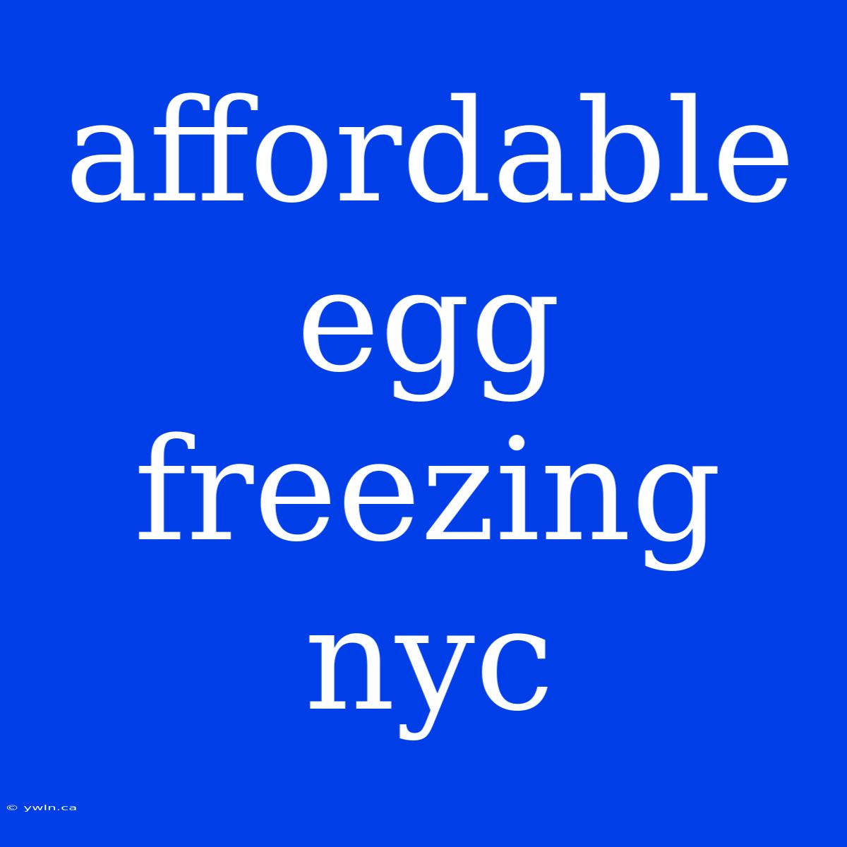 Affordable Egg Freezing Nyc