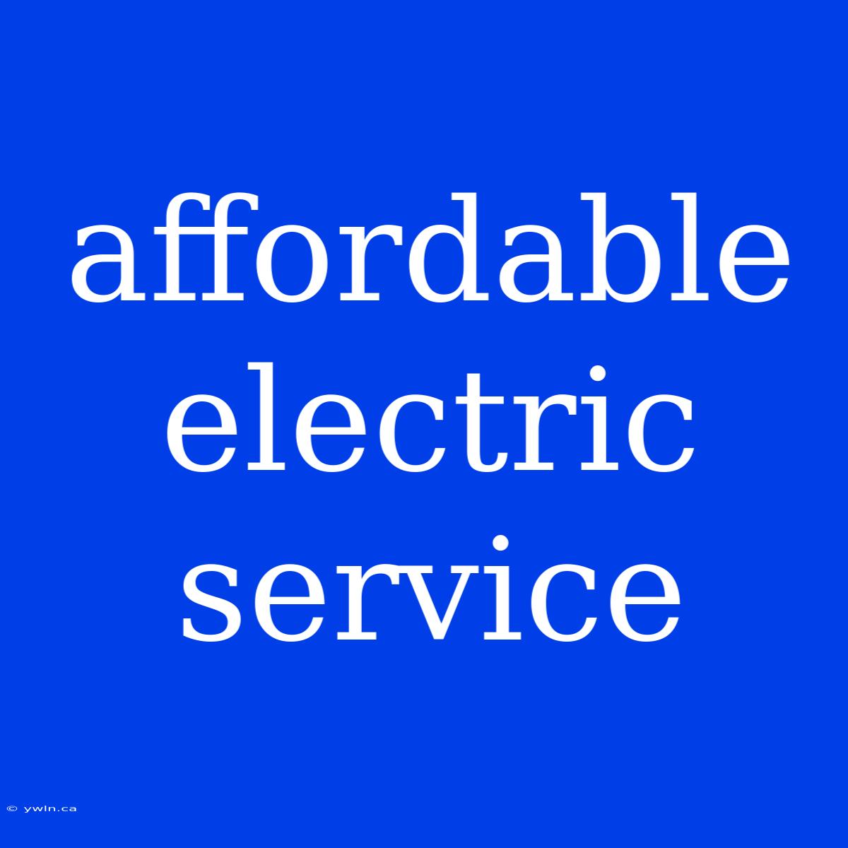 Affordable Electric Service