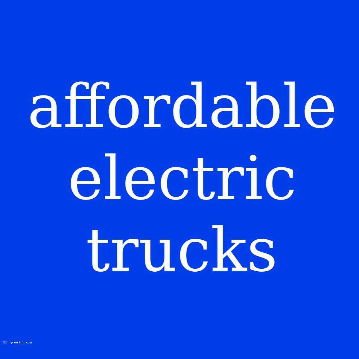 Affordable Electric Trucks