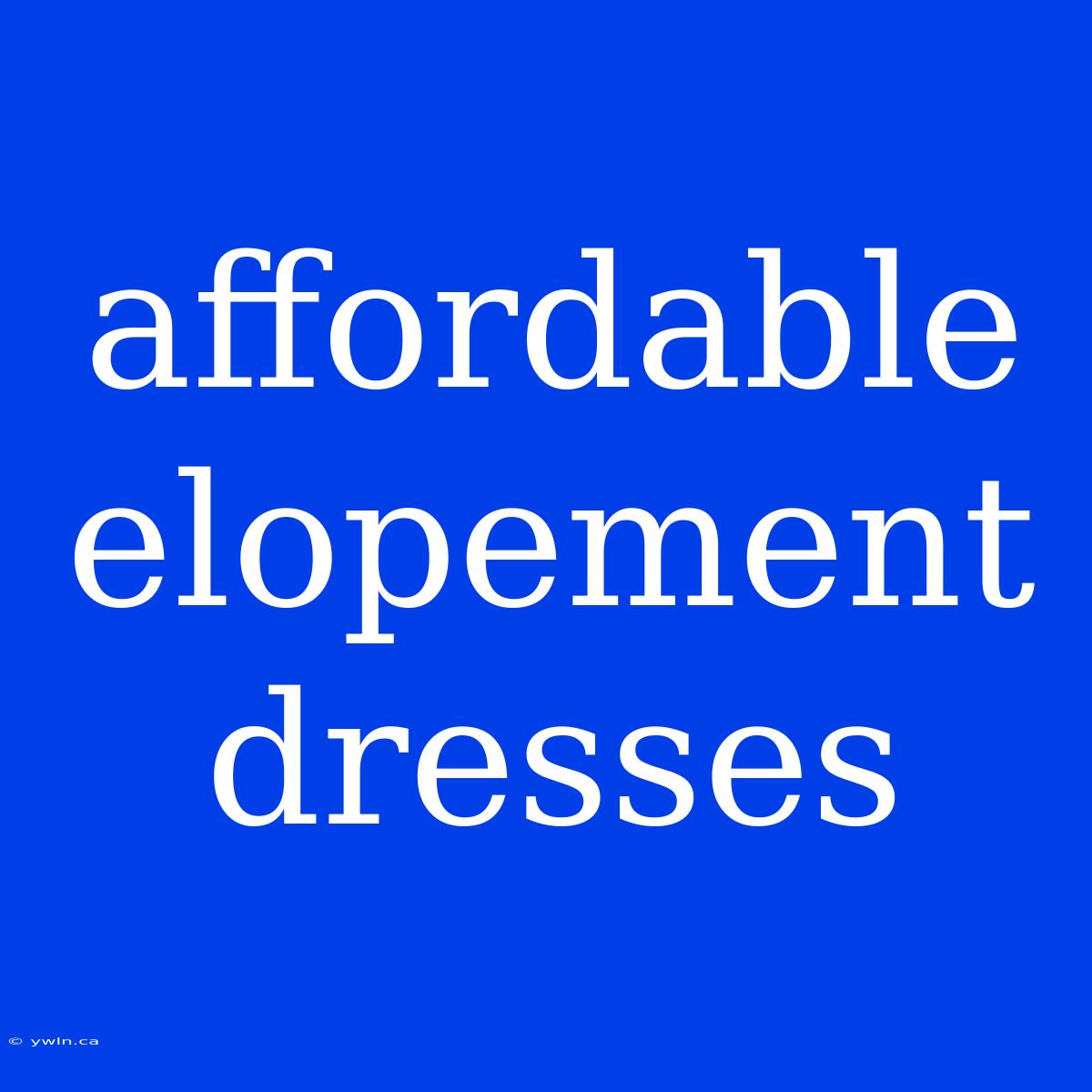 Affordable Elopement Dresses