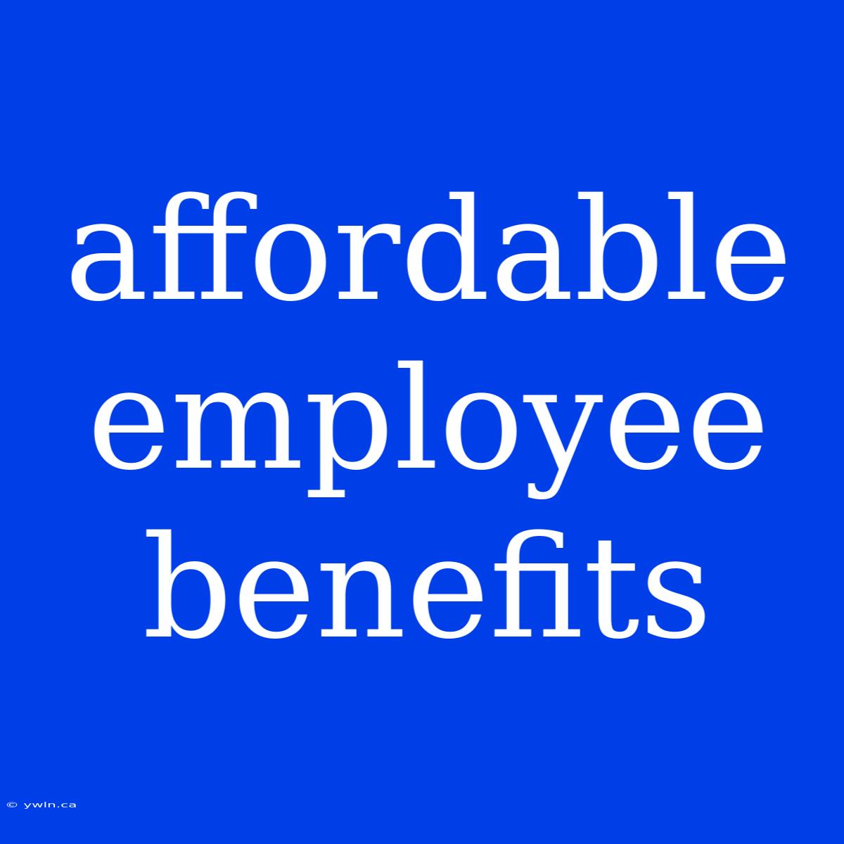 Affordable Employee Benefits