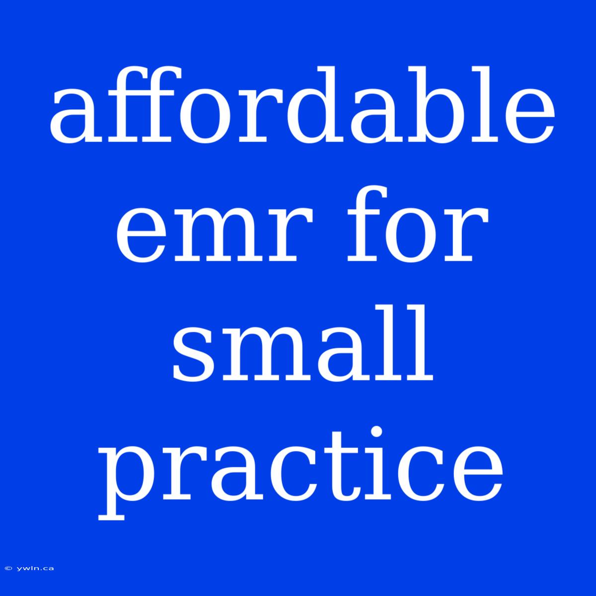 Affordable Emr For Small Practice