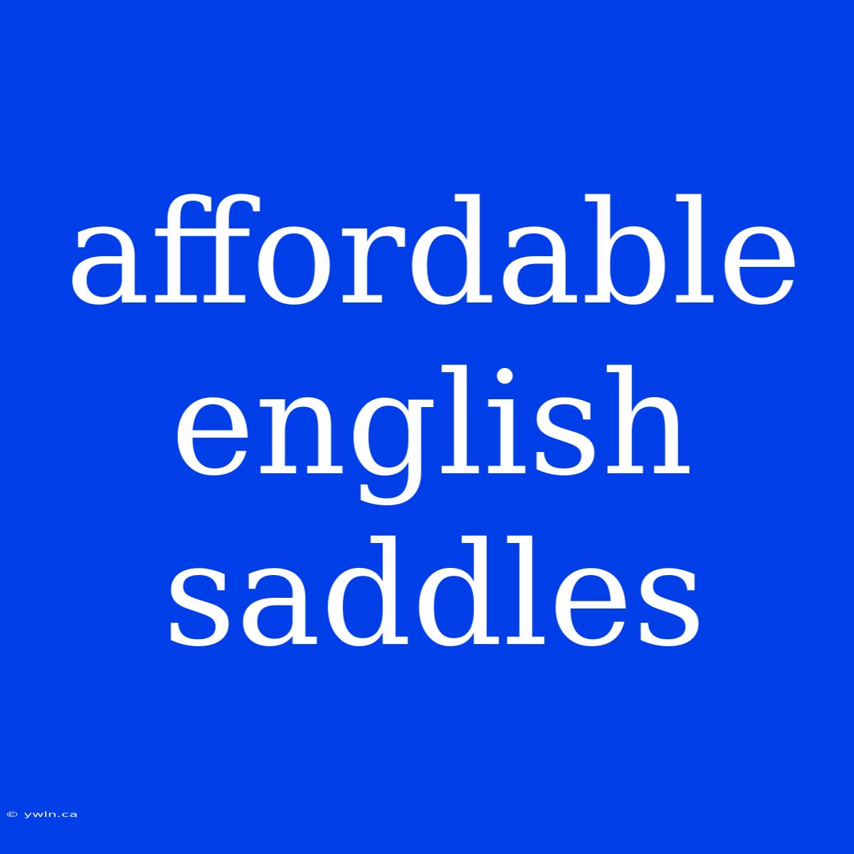 Affordable English Saddles