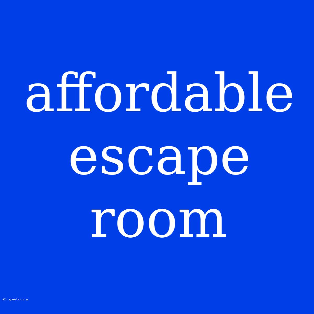 Affordable Escape Room