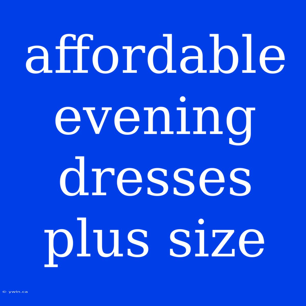 Affordable Evening Dresses Plus Size