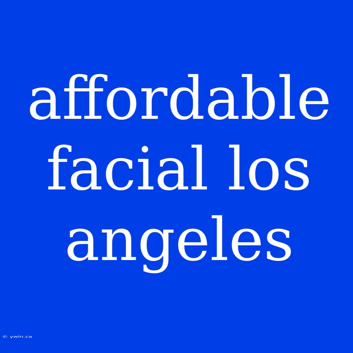 Affordable Facial Los Angeles