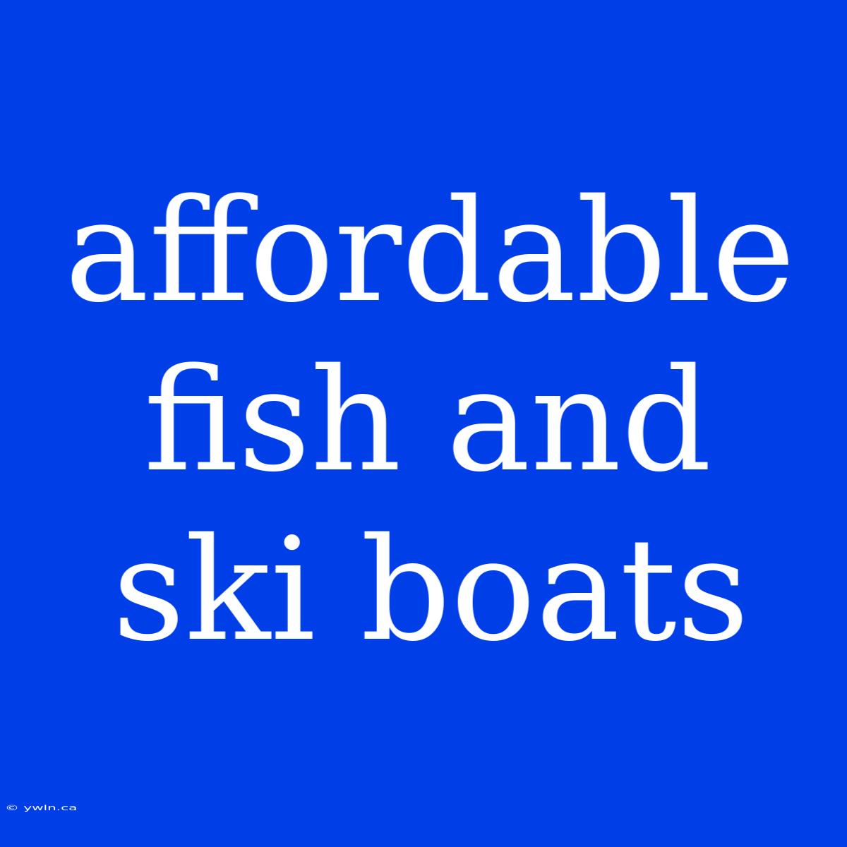 Affordable Fish And Ski Boats