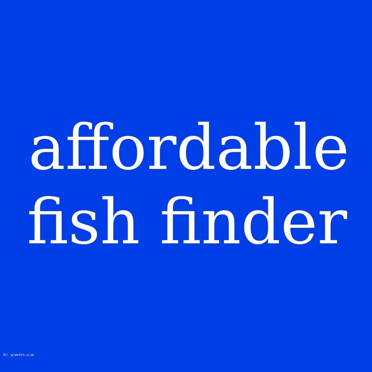 Affordable Fish Finder