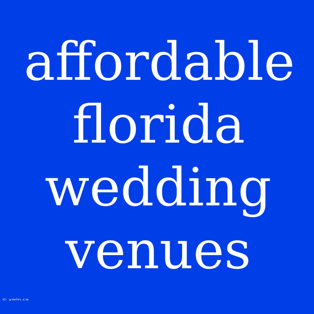 Affordable Florida Wedding Venues