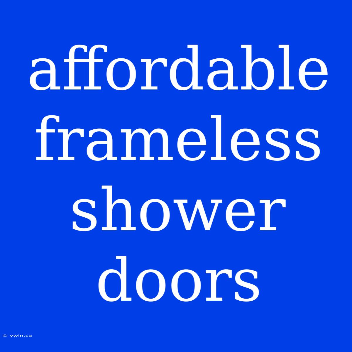 Affordable Frameless Shower Doors