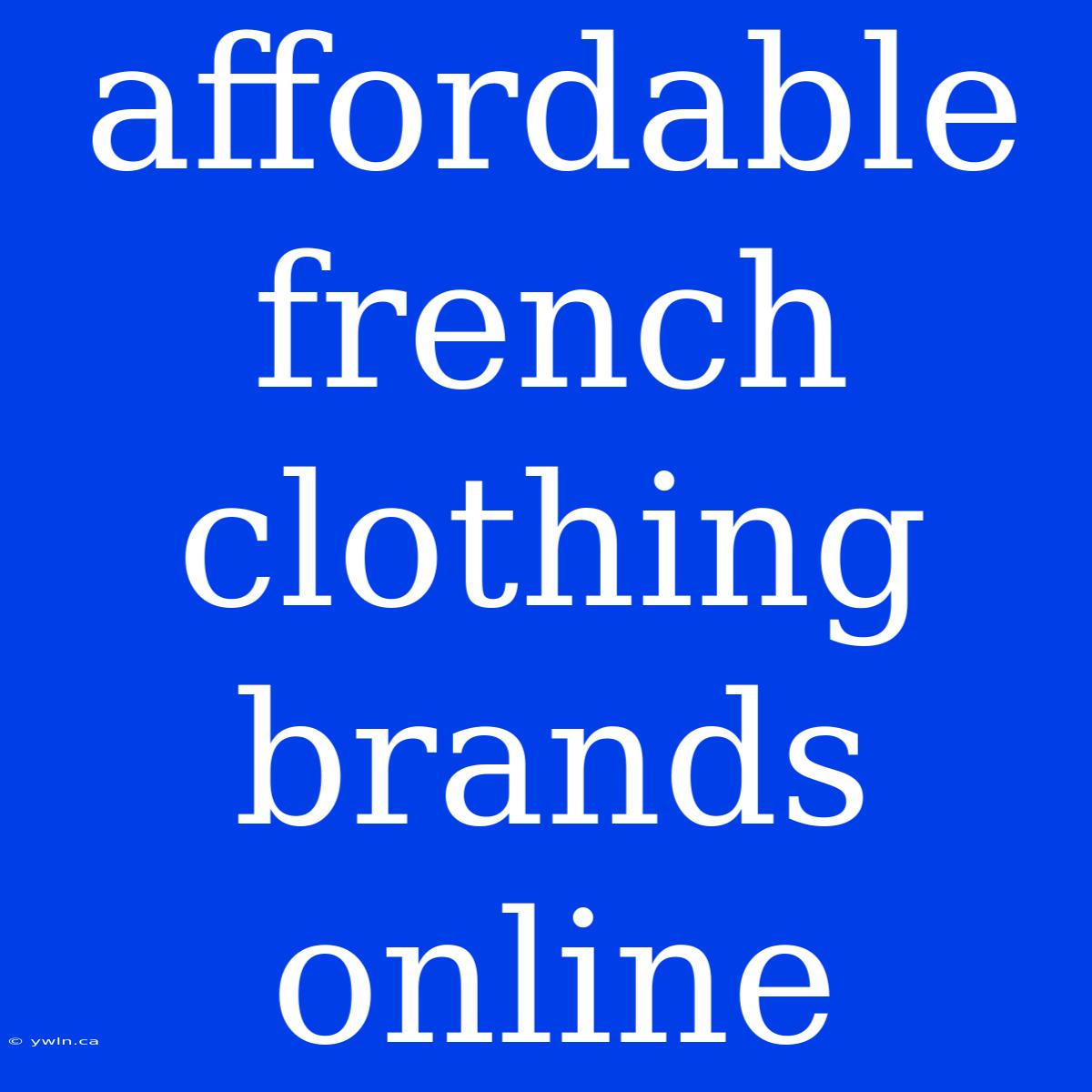 Affordable French Clothing Brands Online