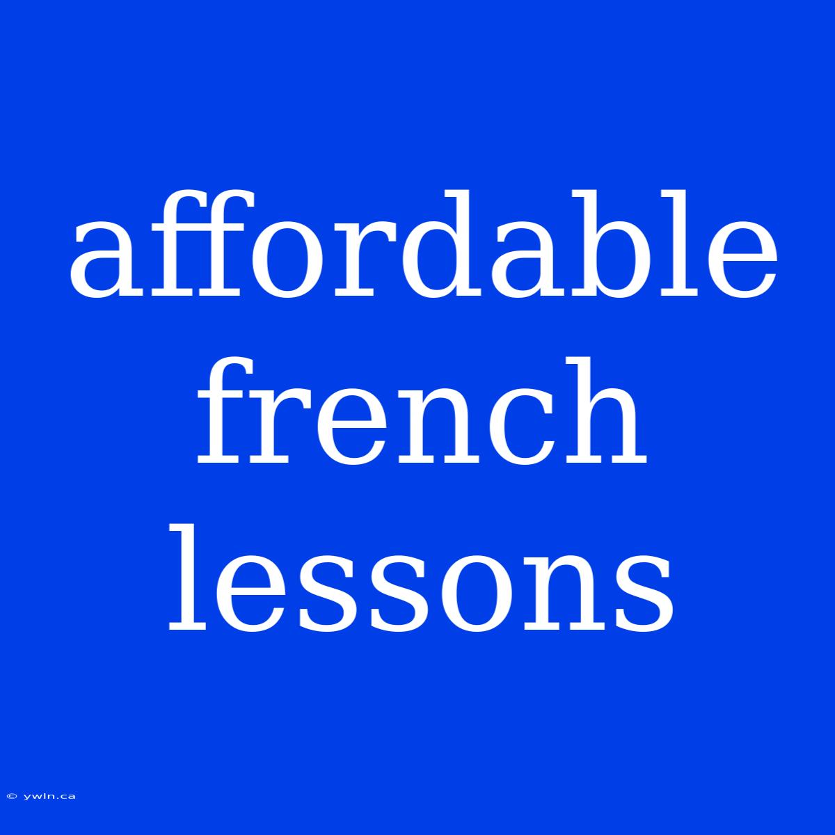 Affordable French Lessons