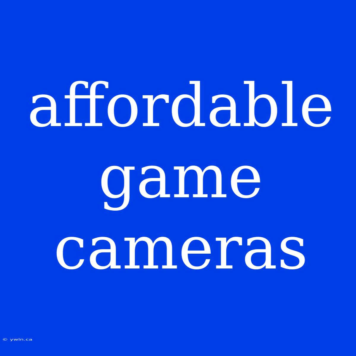 Affordable Game Cameras