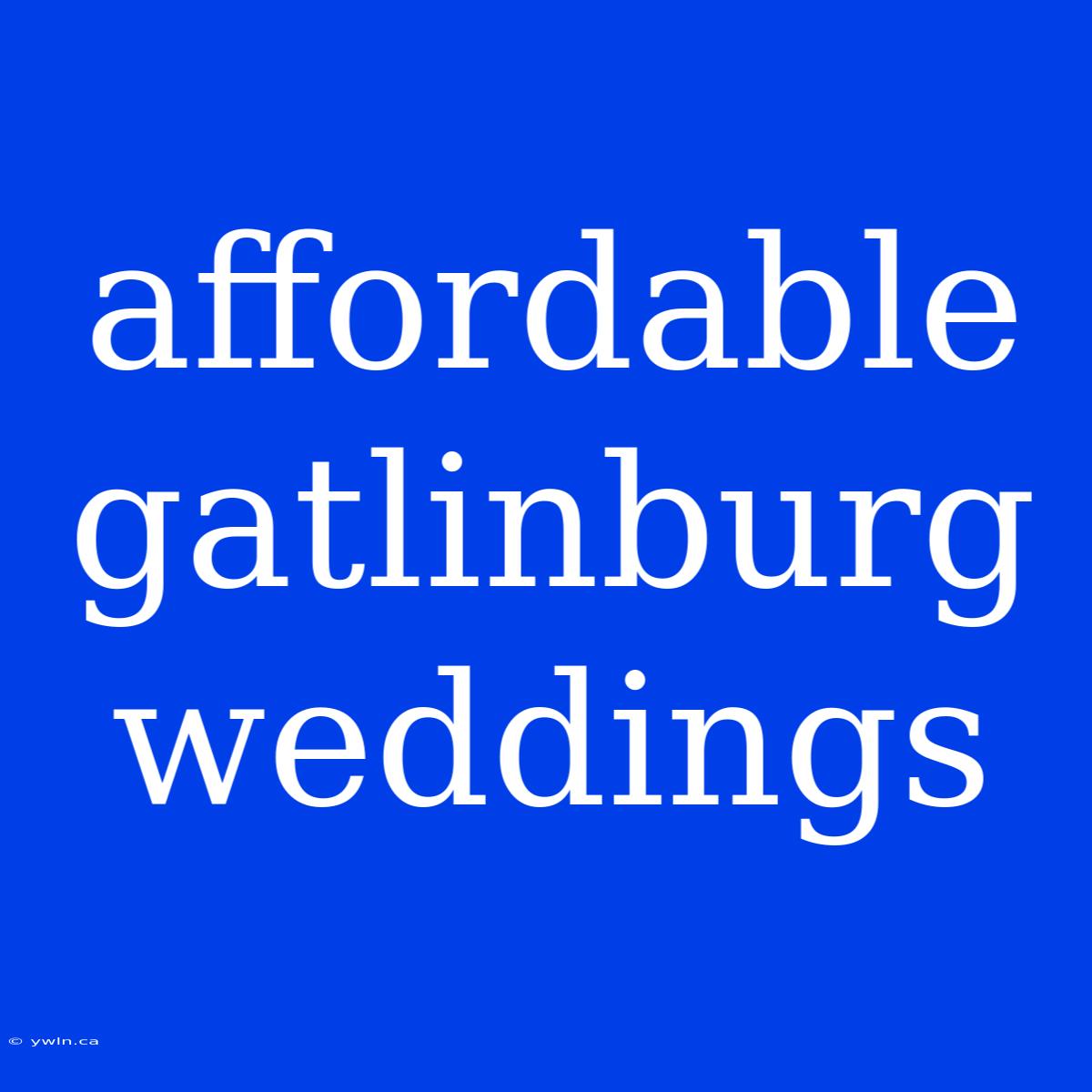 Affordable Gatlinburg Weddings